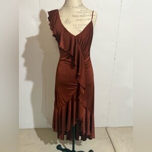 Anthropologie Asymmetrical Rust Dress